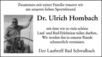 Traueranzeige von Ulrich Hombach von vrm-trauer
