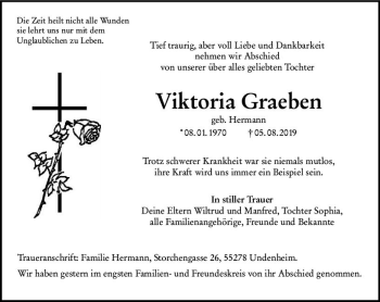 Traueranzeige von Viktoria Graeben von vrm-trauer