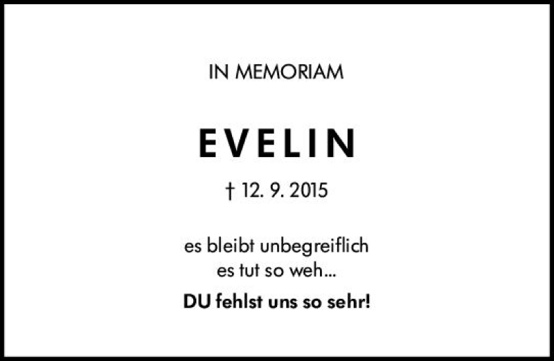  Traueranzeige für Evelin Cupovic vom 12.09.2019 aus vrm-trauer