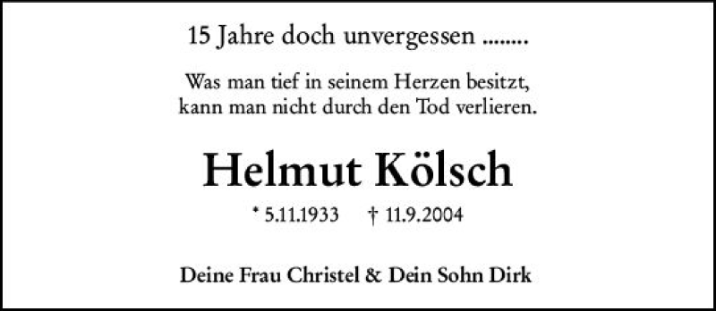  Traueranzeige für Helmut Kölsch vom 10.09.2019 aus vrm-trauer