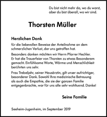 Traueranzeige von Thorsten Müller von vrm-trauer