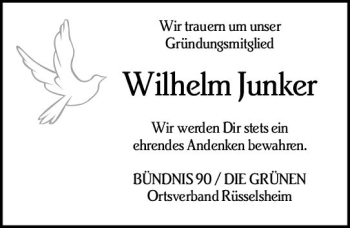 Traueranzeige von Wilhelm Junker von vrm-trauer