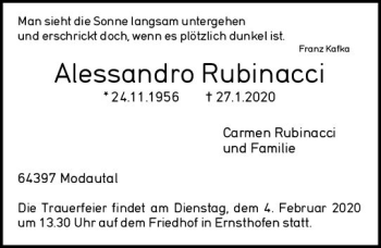 Traueranzeige von Alessandro Rubinacci von vrm-trauer
