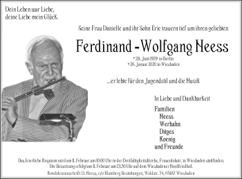 Traueranzeige von Ferdinand-Wolfgang Heess von vrm-trauer