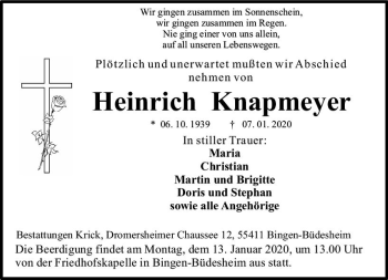 Traueranzeige von Heinrich Knapmeyer von vrm-trauer