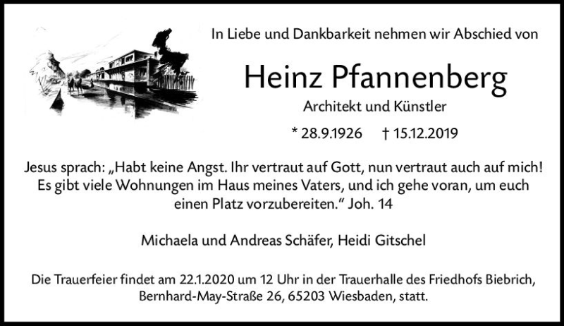  Traueranzeige für Heinz Pfannenberg vom 11.01.2020 aus vrm-trauer