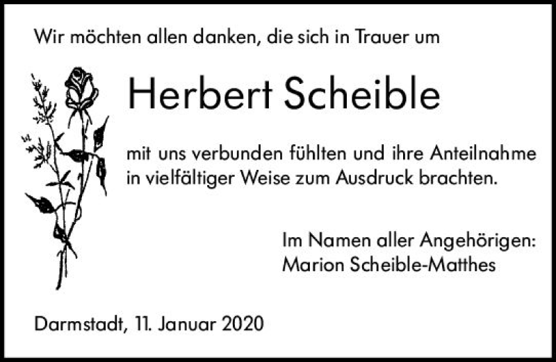  Traueranzeige für Herbert Scheible vom 11.01.2020 aus vrm-trauer