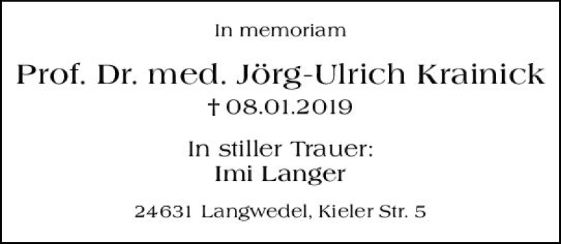  Traueranzeige für Jörg-Ulrich Krainick vom 11.01.2020 aus vrm-trauer