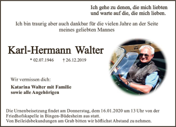 Traueranzeige von Karl-Hermann Walter von vrm-trauer