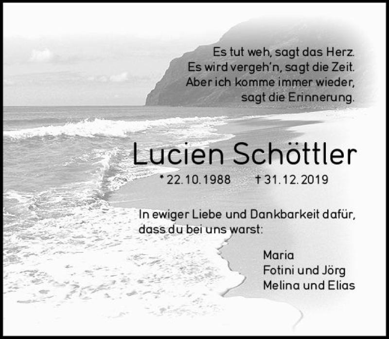  Traueranzeige für Lucien Schöttler vom 11.01.2020 aus vrm-trauer