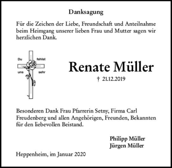 Traueranzeige von Renate Müller von vrm-trauer
