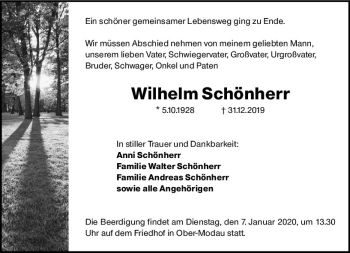 Traueranzeige von Wilhelm Schönherr von vrm-trauer