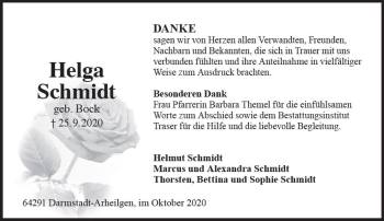 Traueranzeige von Helga Schmidt von vrm-trauer