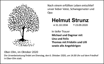 Traueranzeige von Helmut Strunz von vrm-trauer