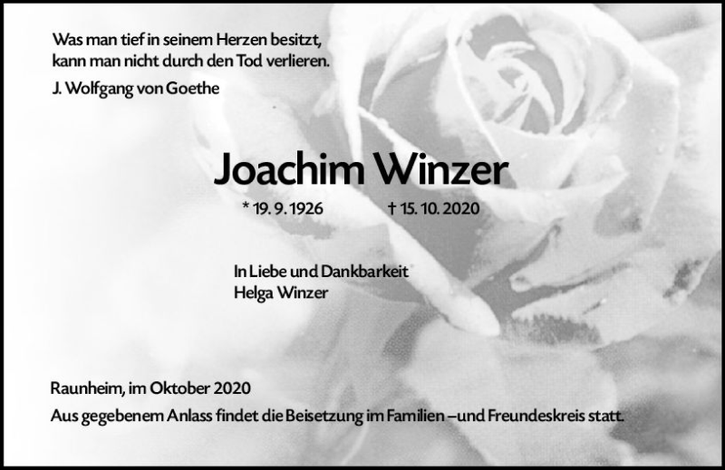  Traueranzeige für Joachim Winzer vom 24.10.2020 aus vrm-trauer