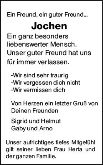 Traueranzeige von Jochen  von vrm-trauer