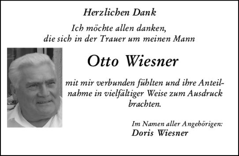  Traueranzeige für Otto Wiesner vom 10.10.2020 aus vrm-trauer