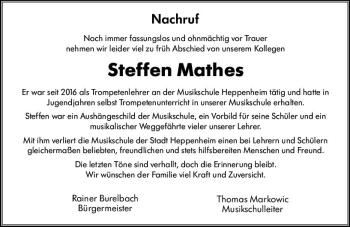 Traueranzeige von Steffen Mathes von vrm-trauer