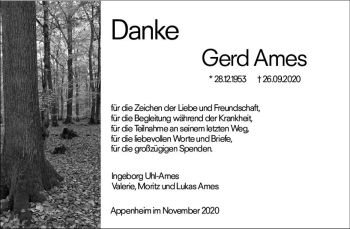 Traueranzeige von Gerd Ames von vrm-trauer