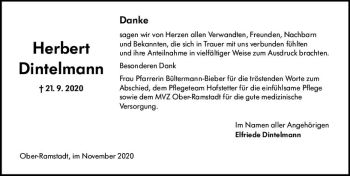 Traueranzeige von Herbert Dintelmann von vrm-trauer