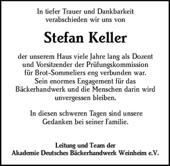 Traueranzeige von Stefan Keller von vrm-trauer