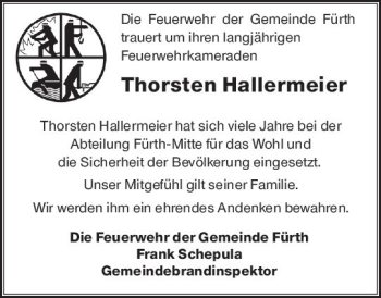 Traueranzeige von Thorsten Hallermeier von vrm-trauer