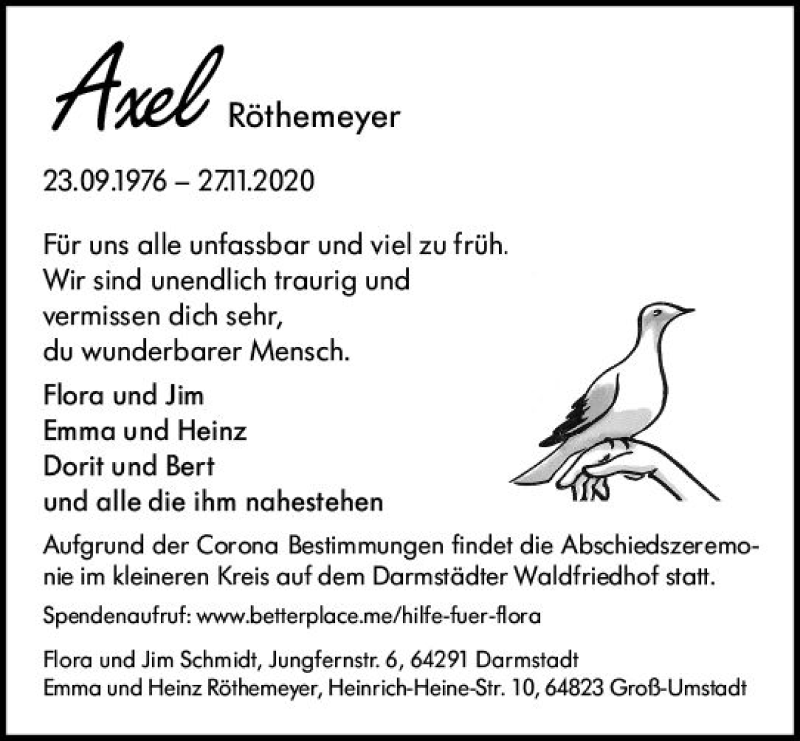  Traueranzeige für Axel Röthemeyer vom 05.12.2020 aus vrm-trauer