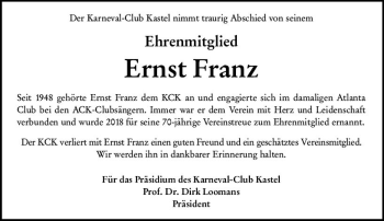 Traueranzeige von Ernst Franz von vrm-trauer