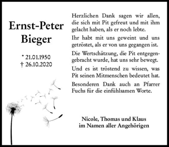 Traueranzeige von Ernst-Peter Bieger von vrm-trauer