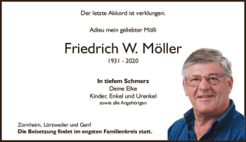 Traueranzeige von Friedrich W. Möller von vrm-trauer