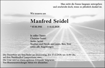 Traueranzeige von Manfred Seidel von vrm-trauer