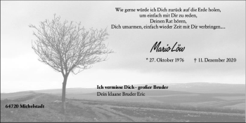 Traueranzeige von Mario Löw von vrm-trauer