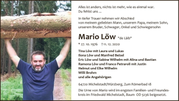 Traueranzeige von Mario Löw von vrm-trauer