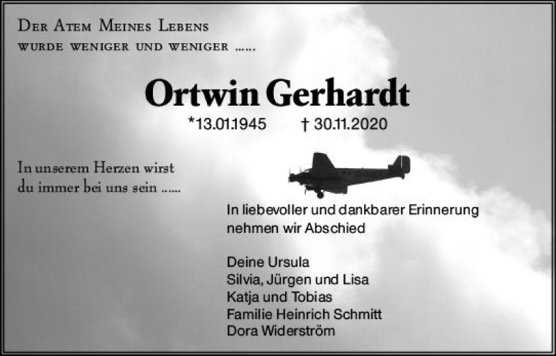  Traueranzeige für Ortwin Gerhardt vom 12.12.2020 aus vrm-trauer