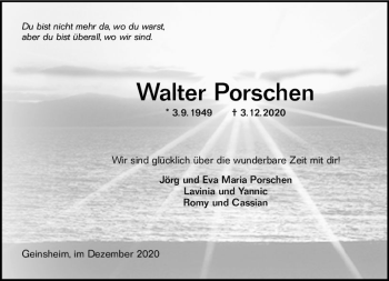 Traueranzeige von Walter Porschen von vrm-trauer