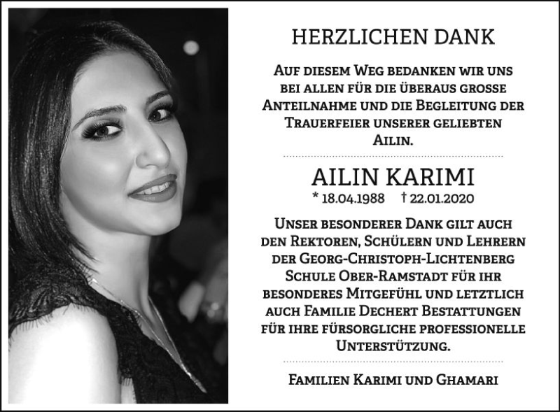  Traueranzeige für Ailin Karimi vom 08.02.2020 aus vrm-trauer