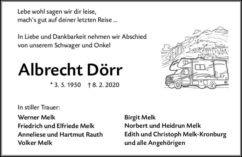  Traueranzeige für Albrecht Dörr vom 12.02.2020 aus vrm-trauer