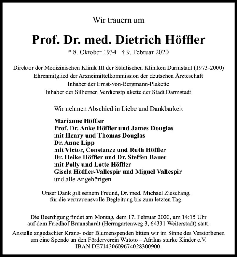 Traueranzeige für Dietrich Höffler vom 15.02.2020 aus vrm-trauer