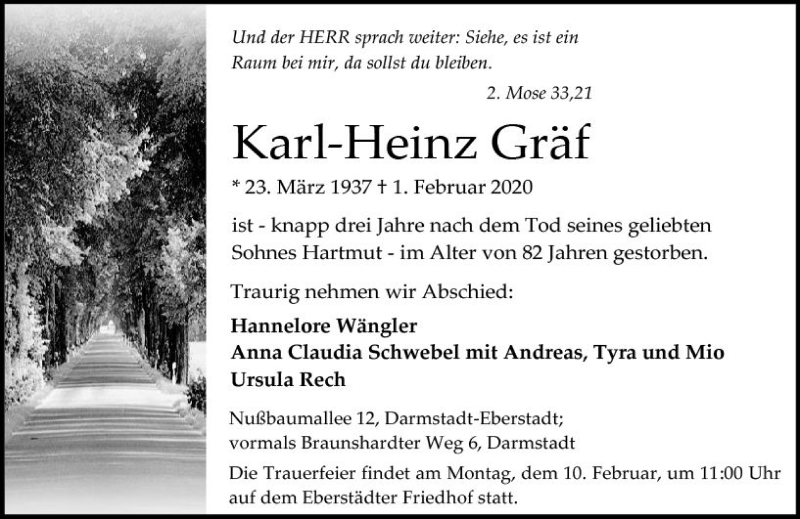  Traueranzeige für Karl-Heinz Gräf vom 08.02.2020 aus vrm-trauer