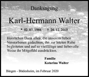 Traueranzeige von Karl Hermann Walter von vrm-trauer