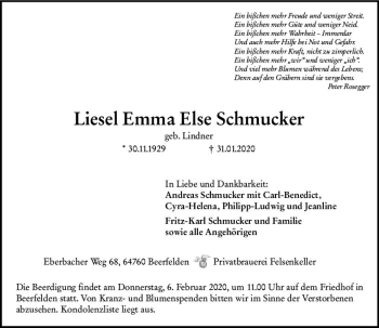 Traueranzeige von Liesel Emma Else Schmucker von vrm-trauer
