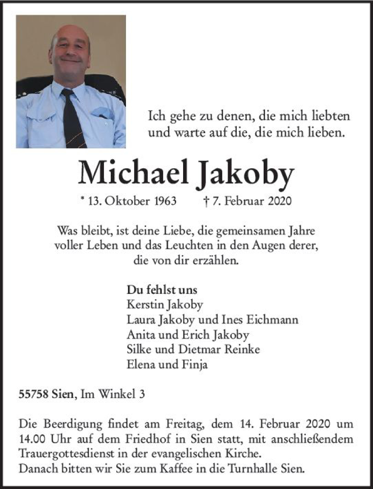  Traueranzeige für Michael Jakoby vom 11.02.2020 aus vrm-trauer