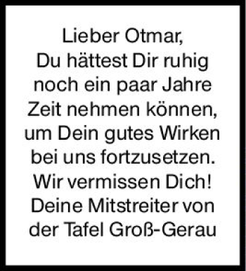Traueranzeige von Otmar  von vrm-trauer