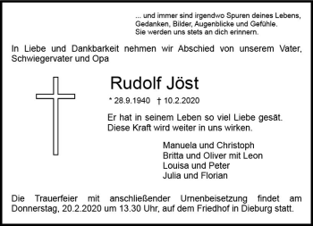 Traueranzeige von Rudolf Jöst von vrm-trauer