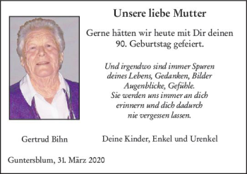 Traueranzeige von Gertrud Bihn von vrm-trauer