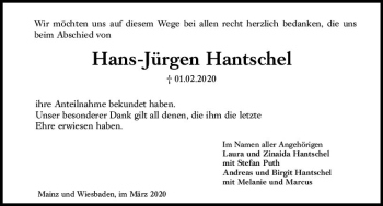 Traueranzeige von Hans Jürgen Hantschel von vrm-trauer