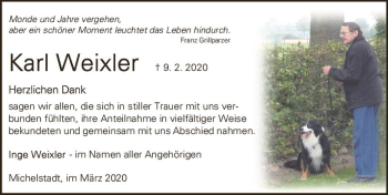 Traueranzeige von Karl Weixler von vrm-trauer