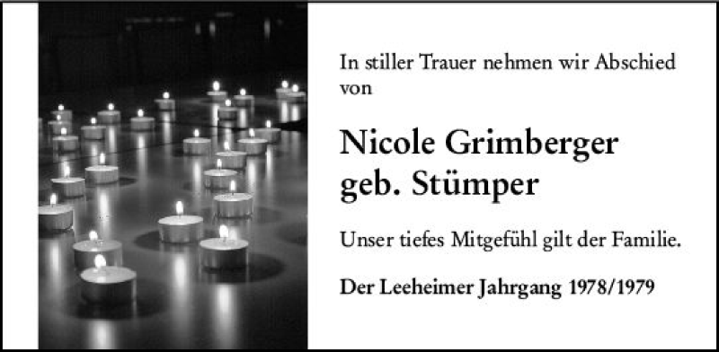  Traueranzeige für Nicole Grimberger vom 24.03.2020 aus vrm-trauer