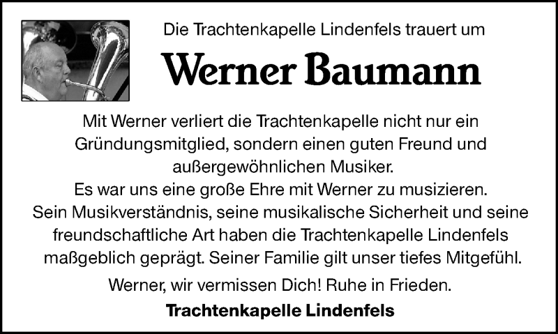  Traueranzeige für Werner Baumann vom 08.04.2020 aus VRM-TRAUER