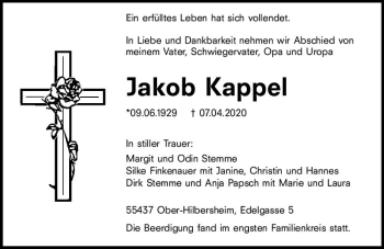 Traueranzeige von Jakob Kapgel von vrm-trauer